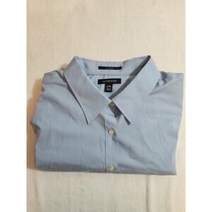 Lands End Blouse Womens 22W Blue Long Sleeve Dress Business Cotton Shirt Top